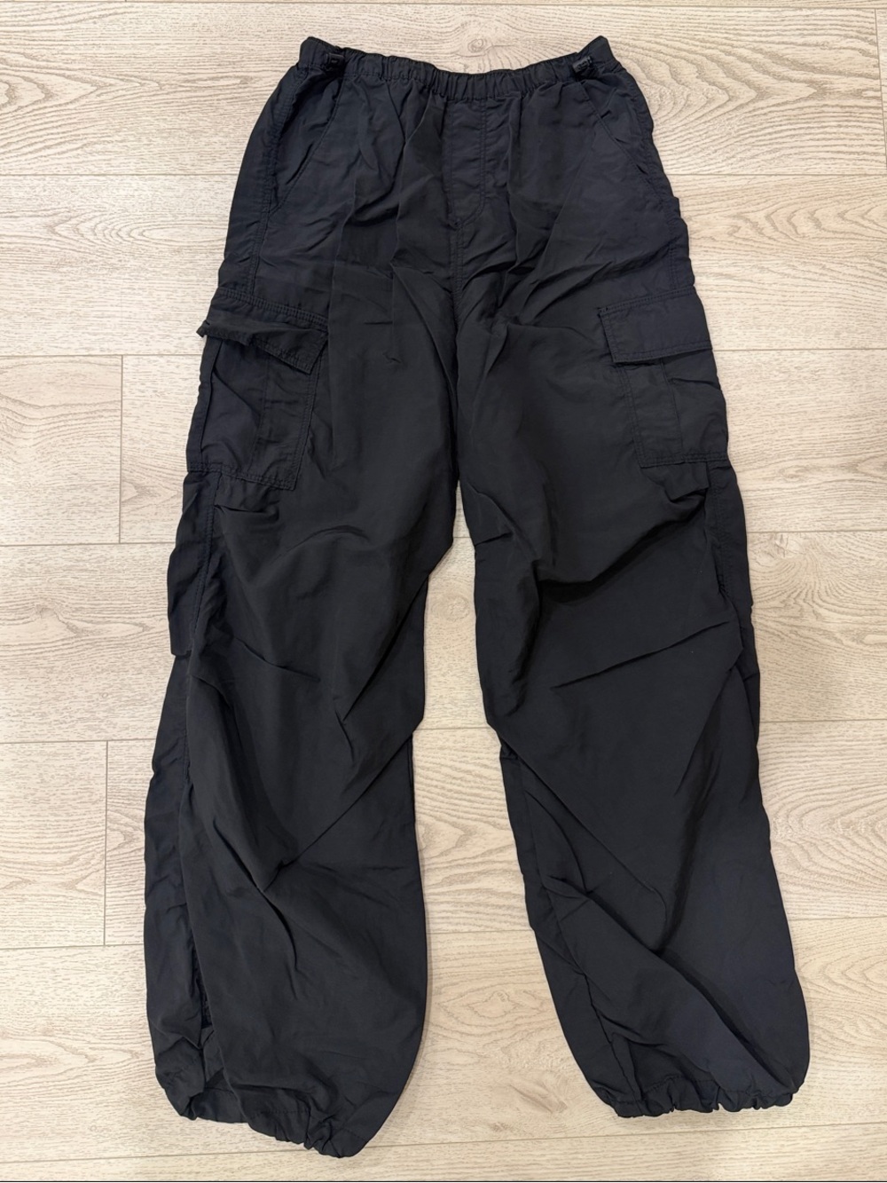 Girls Black Cargo Jogger Pants